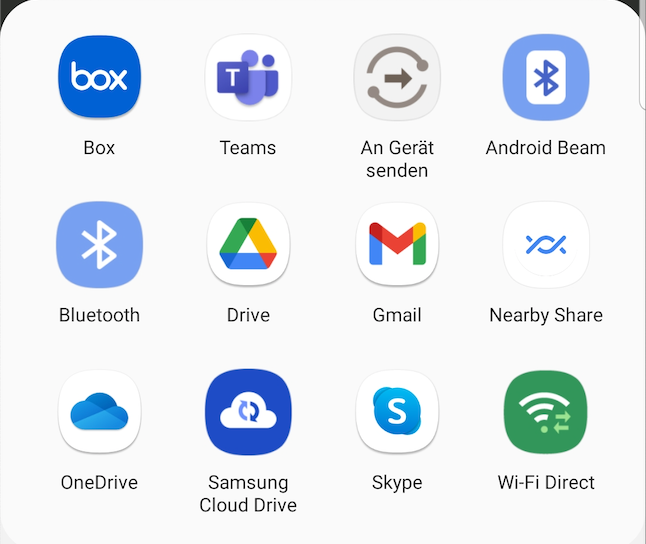 Android Teilen Menü